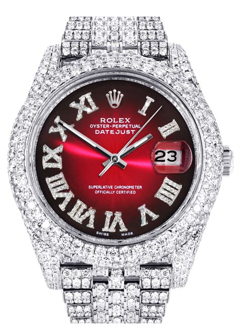 rolex color rojo con diamantes